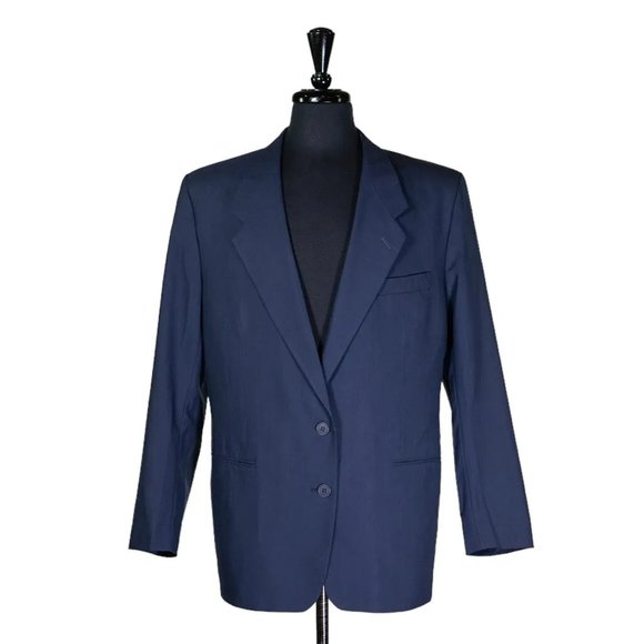Yves Saint Laurent YSL Mens Blazer Blue Striped Wool Suit Jacket Sport Coat 40R